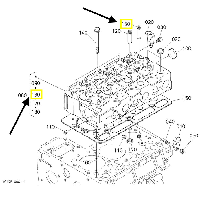 Guía de válvula de escape k1c010-13560 - kubota